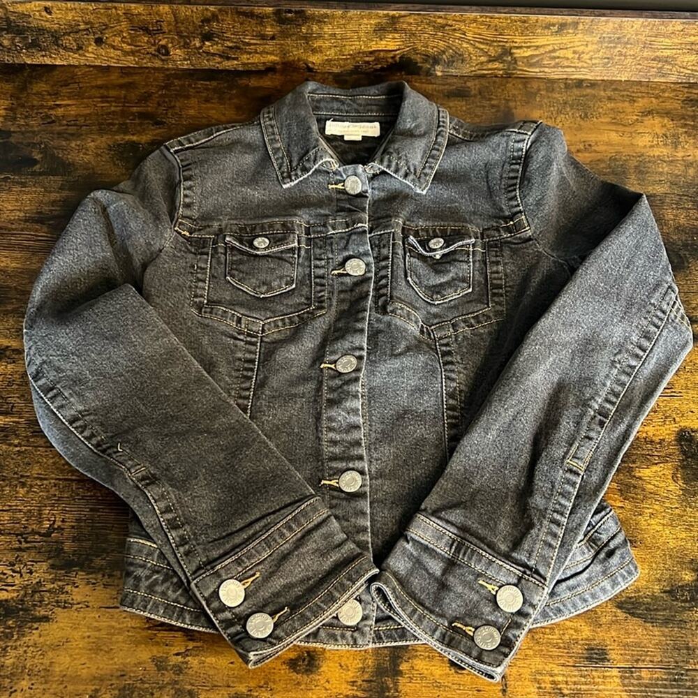 Vintage Tommy Jeans Women's Denim Jacket Button-up Dark Blue Black | Size Medium